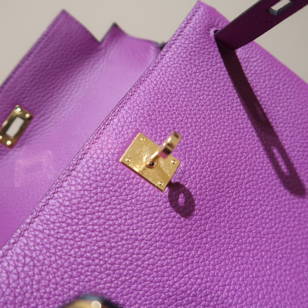 Hermes Kelly 25cm Handbag Shoulder Bag in Purple Togo Leather